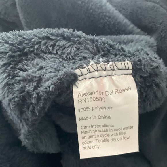 Alexander Del Rossa Sz 5X/6X Robe Black Hooded Plush Fleece Soft Long Loungewear - Picture 5 of 10